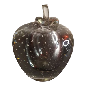 Clear Art Glass Bullicante Apple Shaped Paper Weight