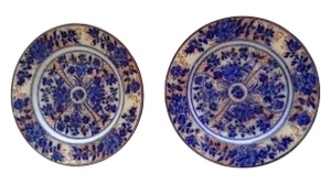 19th C Wedgwood Flow Blue Plates - Pair of 2