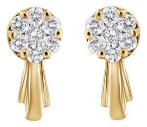 14K Yellow Gold 3/4 Cttw Diamond Floral Cluster Drop and Dangle Stud Earrings (H-I Color, I1-I2 Clarity)