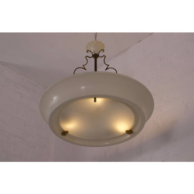 Art Deco Ceiling Chandelier in the style of Jean Perzel, 1940s For Sale - Image 4 of 13