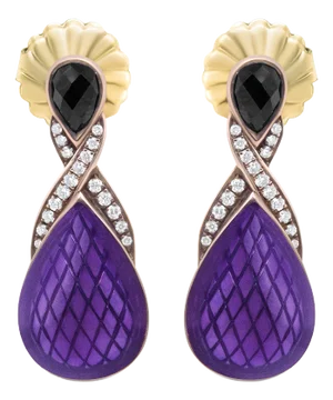 18K Rose Gold Flash Plated .925 Sterling Silver Purple Enamel 1/5 Cttw Round Pave-Set Diamond and 5.