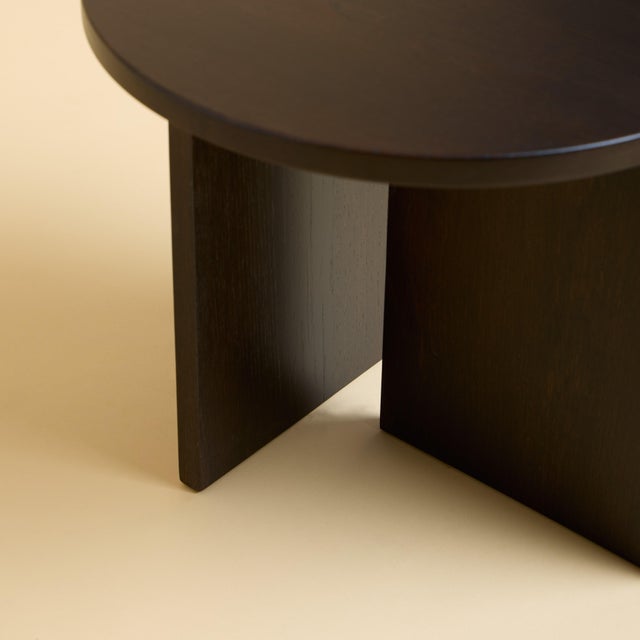 Round Smoked Oak Side Table by Lebanto For Sale - Image 4 of 6