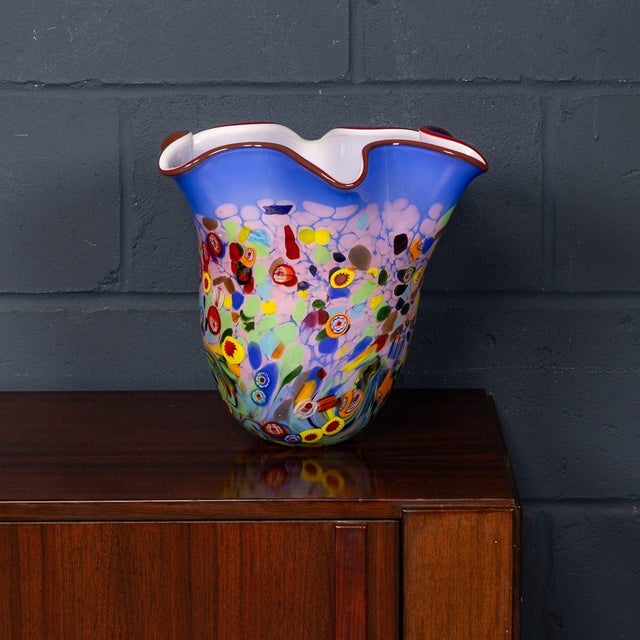 Vintage 20th Century Italian Hand Blown Murano Glass Vase, 1990s For Sale - Image 3 of 15