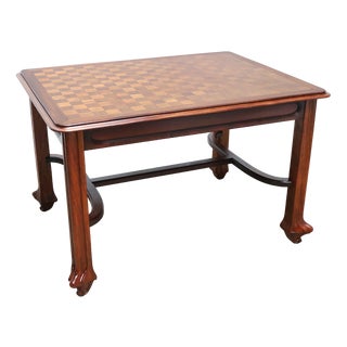 Antique French Carved Mahogany Table by Maison Gouffe, 1902 For Sale
