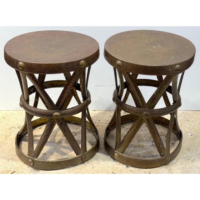 Pair of Mid-Century Modern Brass “X” Stools, by Sarreid, Spain, Circa 1960s For Sale In West Palm - Image 6 of 18