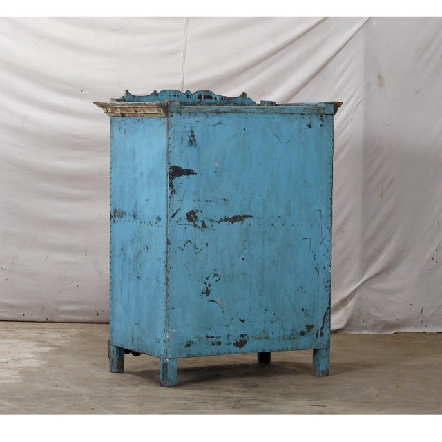 Blue Antique Indian Small Painted Cabinet For Sale - Image 8 of 8