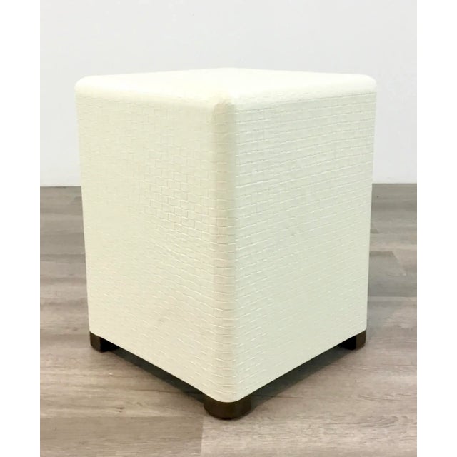 2010s Made Goods Modern Bailey Ivory Basket Weave StooL For Sale - Image 5 of 5