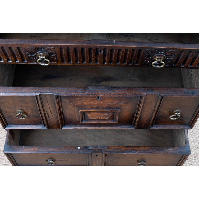 Brown Antique Carved Oak Chest For Sale - Image 8 of 13