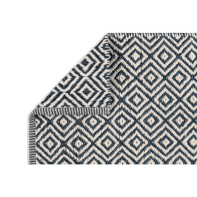 Part & Parcel Goods Textured Diamond Runner, 2’6”x8', Sapphire and Eggshell For Sale - Image 4 of 4