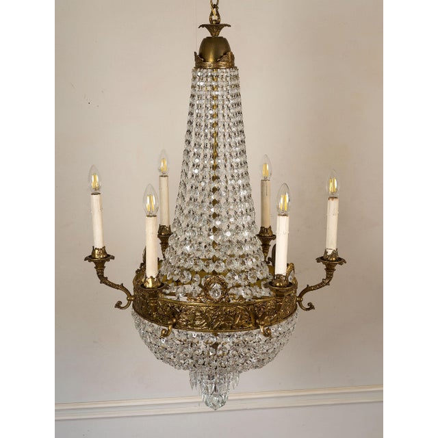 Mid-Century Modern Empire Style Hot Air Balloon 6-Light Chandelier, 1960s For Sale - Image 3 of 14
