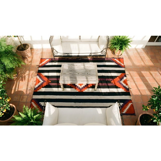 1930s Geometric Flatwoven Antique Native American Third Chiefs Blanket Rug For Sale - Image 10 of 12