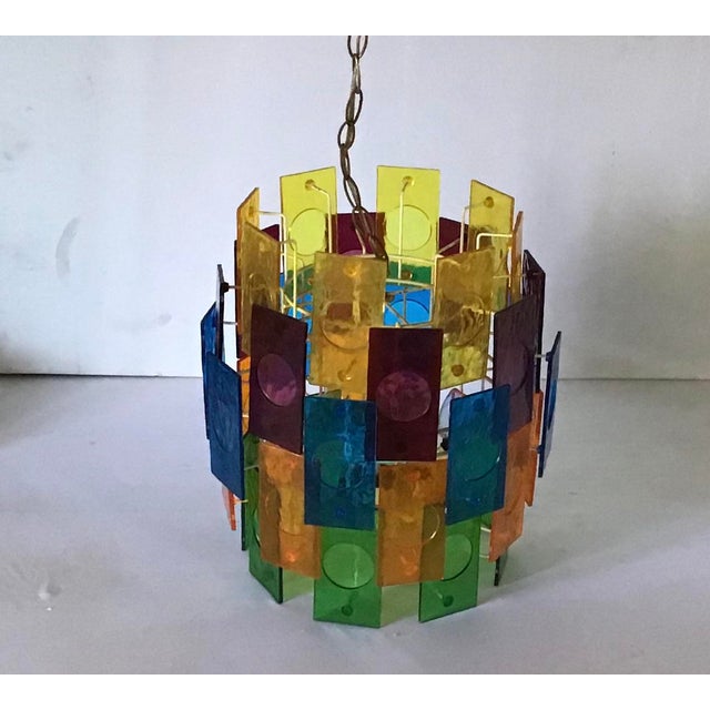 Mid Century 5 Tier Lucite Panel Light Swag Multicolor Hanging Lamp