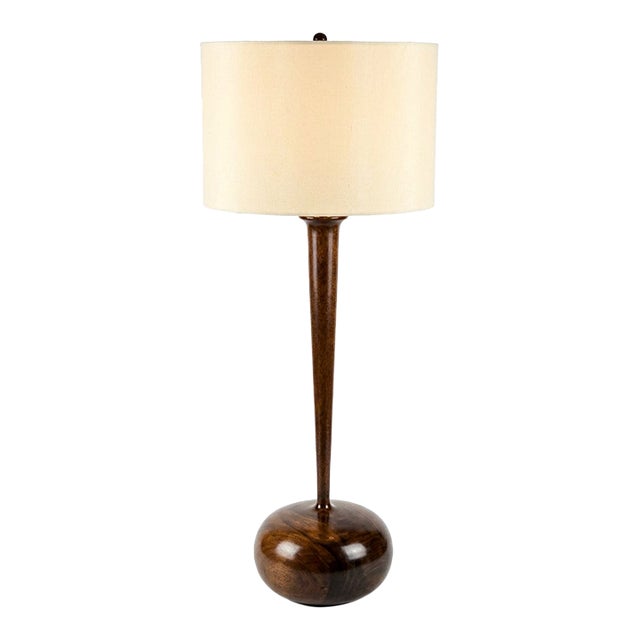 1960s Large Light House Lamp & Shade Co. Walnut Table Lamp – 32.5" Mid-Century Modern Los Angeles For Sale