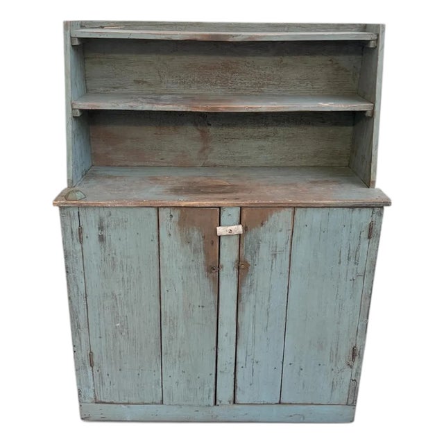 Mid 19th Century Antique Pine Hutch With Original Paint For Sale