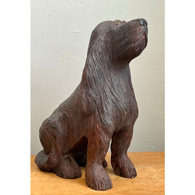 Vintage Carved Wood Dog Sculpture For Sale In West Palm - Image 6 of 16