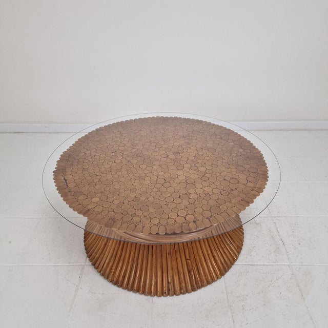 Beige Sheaf of Wheat Bamboo Coffee Table attributed to McGuire, USA, 1970s For Sale - Image 8 of 18
