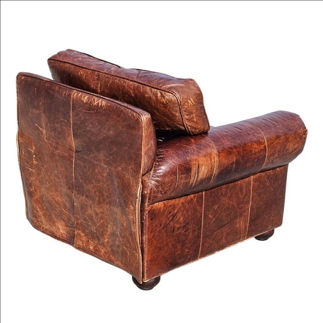 Restoration Hardware Lancaster Leather Armchair Recliner For Sale - Image 9 of 18