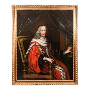 Portrait of Jean-Antoine De Mesmes Prémier Président, Oil on Canvas Painting C. 1835, Framed