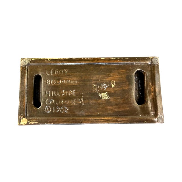 Ceramic 1962 LeRoy Benjamin Hillside California MCM Ceramic Cigarette Box Signed For Sale - Image 7 of 9