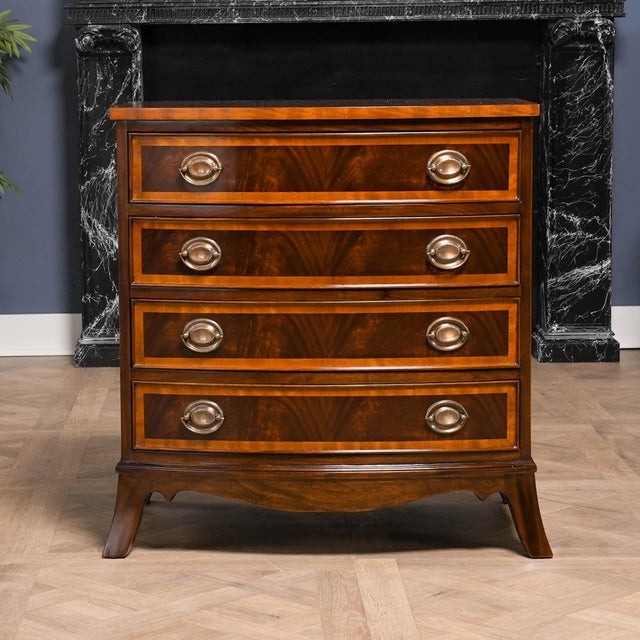 Niagara Furniture Banded Mahogany Bowfront Chest For Sale - Image 4 of 12
