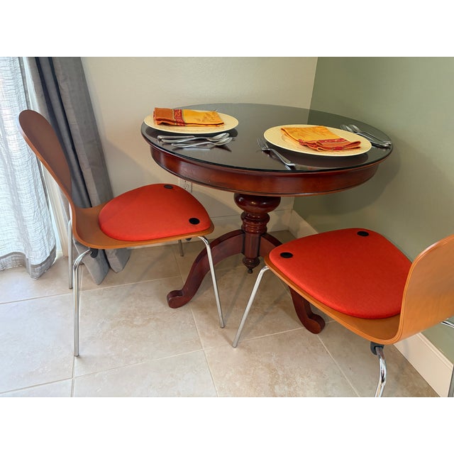 Pair (2) MCM Knoll Studio Sprite Orange Molded Plywood Side Chairs For Sale - Image 9 of 16