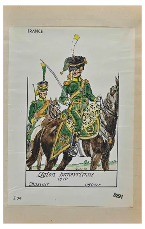 Herbert Knotel, Legion Hanovrienne, Original Ink & Watercolor Drawing, 1940s