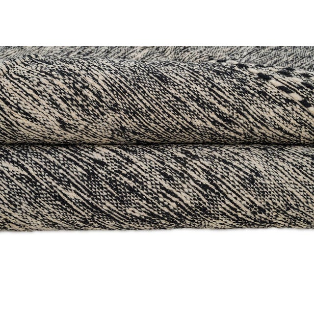 Black Flatweave Rug in Hand-Knotted Wool Rug by Azele Studio For Sale - Image 8 of 11