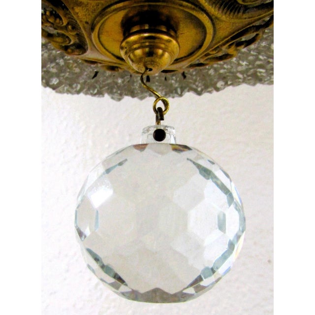 19th Century French Restored Round Crystal Prism Three Light Flush Mount Ceiling For Sale - Image 9 of 14