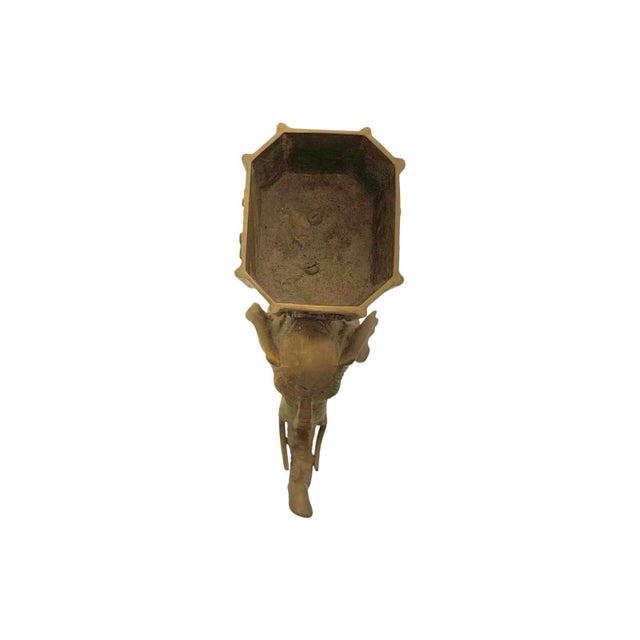 Late 20th Century Folk Art Heavy Brass Elephant Statue Pair, Indian, 8.5"h For Sale - Image 9 of 10