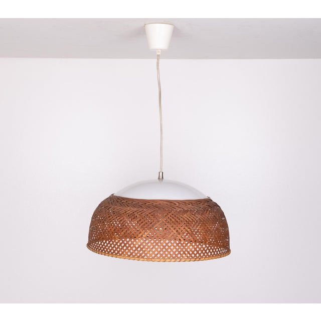 Wicker and Acrylic Glass Pendant Lamp, Japan, 1970s For Sale - Image 12 of 12