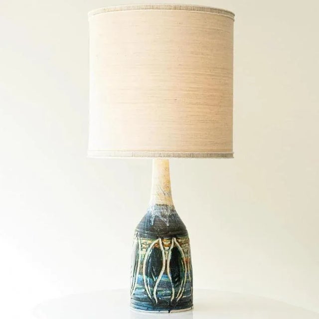 Large Blue Green Ceramic Table Lamp by R. Houben, 1970 For Sale - Image 6 of 8