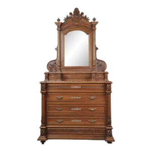 Antique French Napoleon III Four Drawer Dresser With Mirror C. Late 19th Century