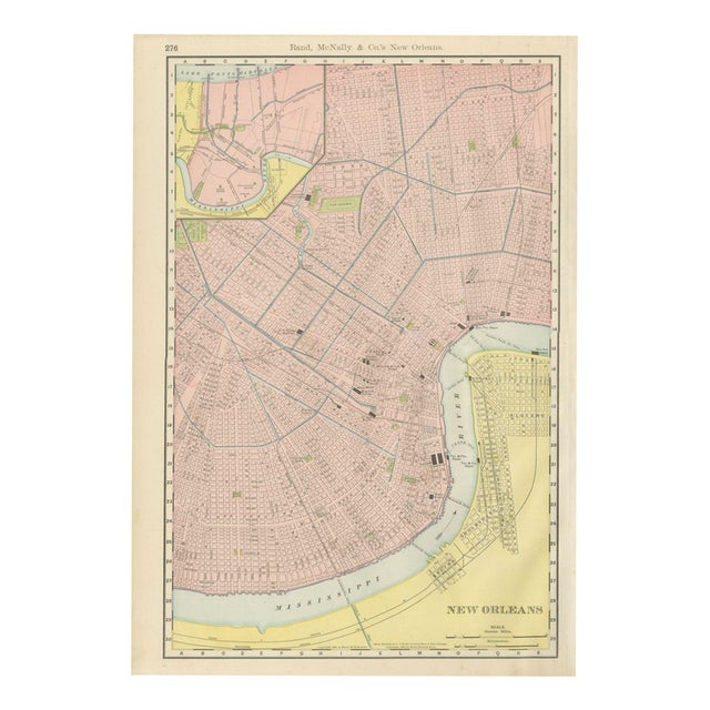 Antique Map of New Orleans, The Crescent City from Rand McNally, 1899 For Sale