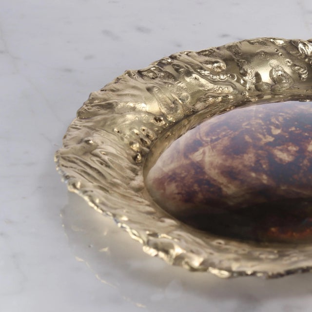 Sunflower Brass Hand Sculpted Bowl by Samuel Costantini For Sale - Image 4 of 6