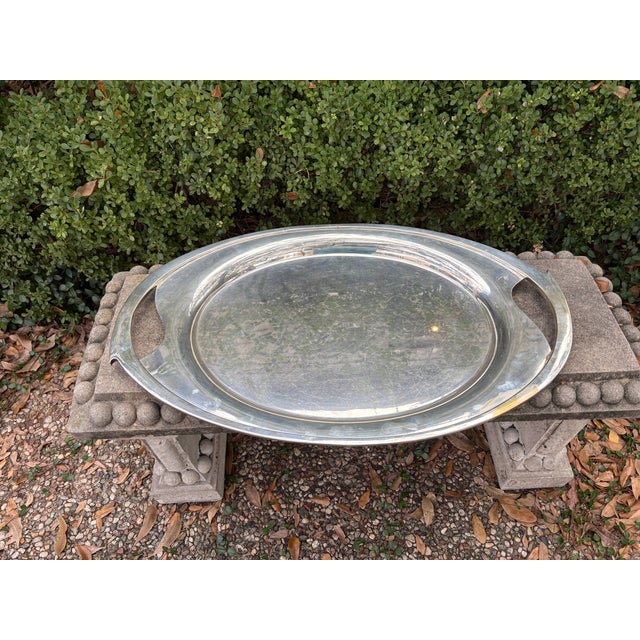 Silver 1960s Scandinavian Modern Nickel Silver Tray For Sale - Image 8 of 12