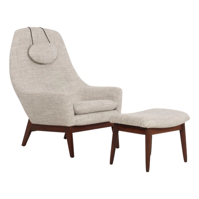 Danish Modern Lounge Chair and Ottoman 1960s For Sale