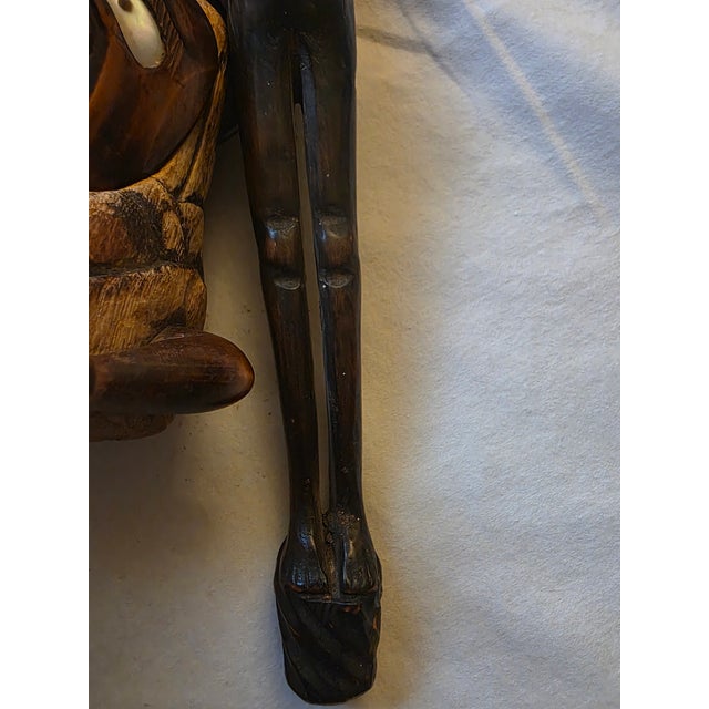 Vintage Hand-Carved Wooden Figurine – Tribal / Japanese-Inspired Folk Art Sculpture For Sale In Los Angeles - Image 6 of 18