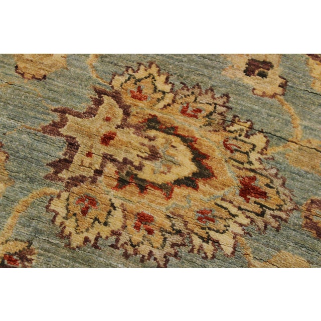 1990s Shabby Chic Ziegler 1990's Blue/Green Wool Runner Rug- 4'0'' X 11'7'' For Sale - Image 5 of 10