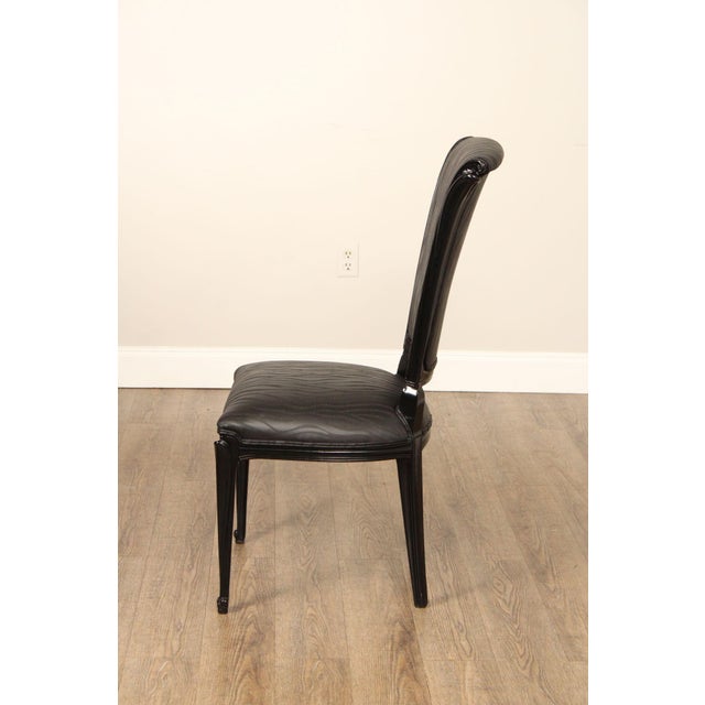 Italian Art Deco Style Set of Eight Ebonized Dining Chairs For Sale - Image 13 of 18