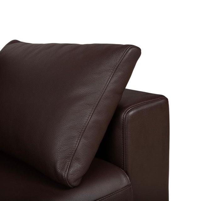 Modern Vida Leather Two-Seater Brown Sofa in Chrome by Rolf Benz For Sale - Image 3 of 12