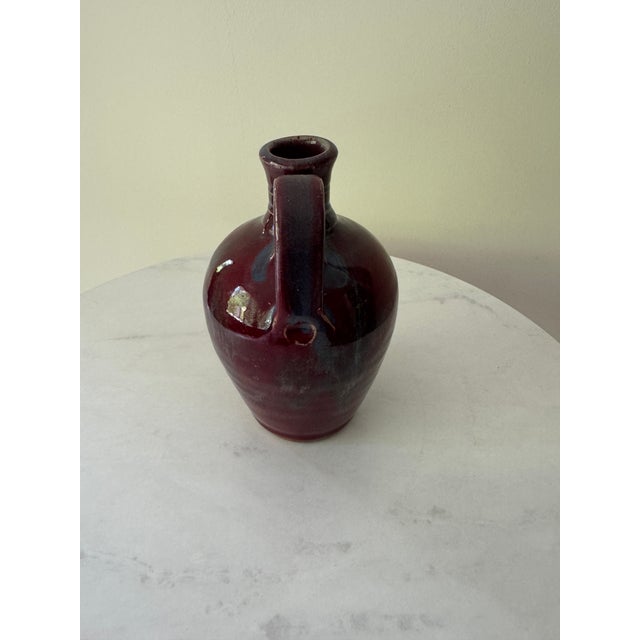 Ceramic Vintage King's Pottery Oxblood Glazed Stoneware Jug | Seagrove Nc | Signed 1996 | Handthrown Art Pottery | Southern Folk Art Collectible For Sale - Image 7 of 8