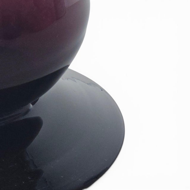 Amethyst Mid-Century Hand-Blown Amethyst Art Glass Pedestal Compote Bowl 10" For Sale - Image 8 of 10