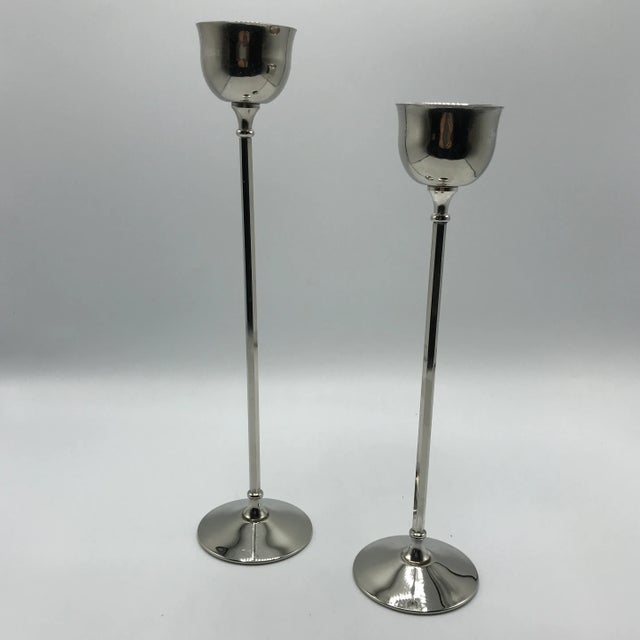 William Adam Italian Silver Plated Candle Holders - A Pair For Sale - Image 13 of 13