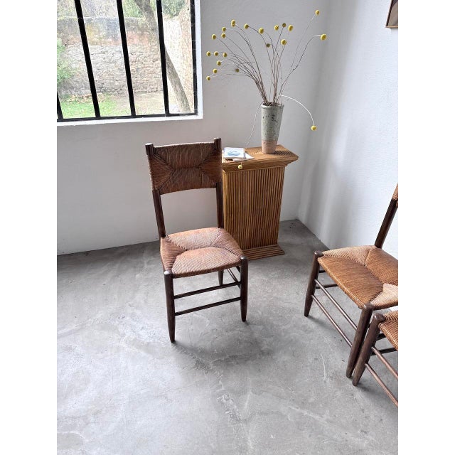 Straw and Oak Chairs from Beauche Perriand, 1950s, Set of 6 For Sale - Image 12 of 18