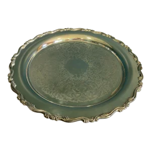 Vintage Oneida Silverplate Ornate Round Serving Tray