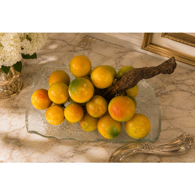 Italian Vintage Italian Alabaster Fruit Cluster Sculpture on Natural Driftwood – Hand-Carved Mid-Century Décor For Sale - Image 3 of 4