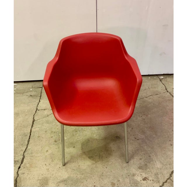 Mid-Century Modern Red Shell Chair by Proinco 70's Italy For Sale - Image 3 of 12
