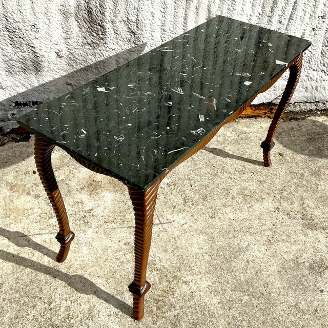 Traditional Vintage Regency Carved Rope Console Table For Sale - Image 3 of 8
