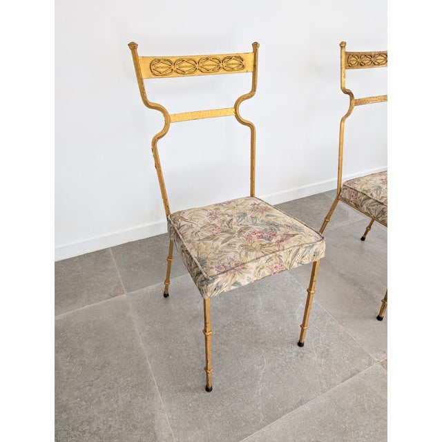 Gold Wrought Iron Chairs, 1980s, Set of 4 For Sale - Image 3 of 14