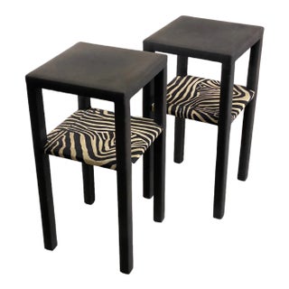 Mid-Century Side Tables with Animal Print, Set of 2 For Sale